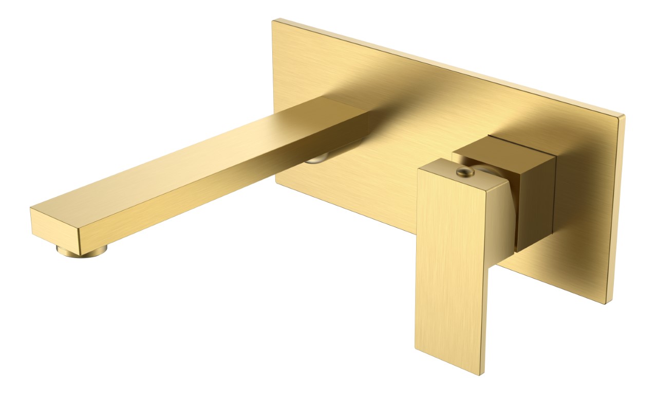Фото Встраиваемый смеситель для раковины Boheme Qubic Matt Gold