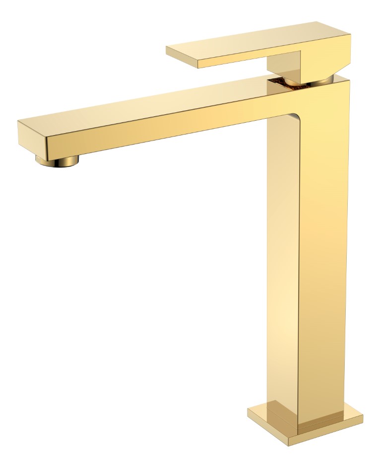 Фото Смеситель для раковины Boheme Qubic Gold высокий
