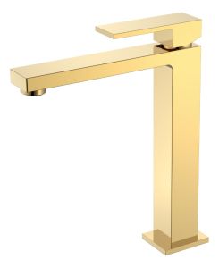 Смеситель для раковины Boheme Qubic Gold высокий