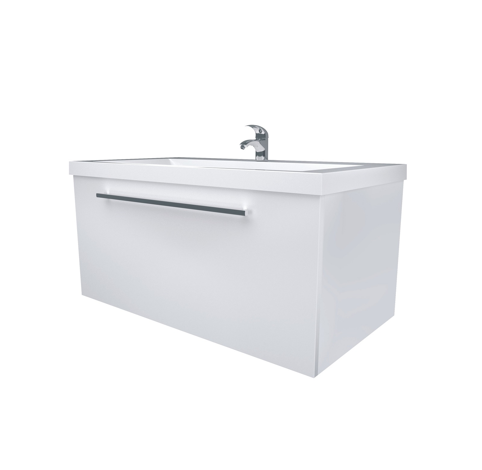 Фото Тумба 1Marka Соната 90П 1ящ. с раковиной Нота New Polytitan