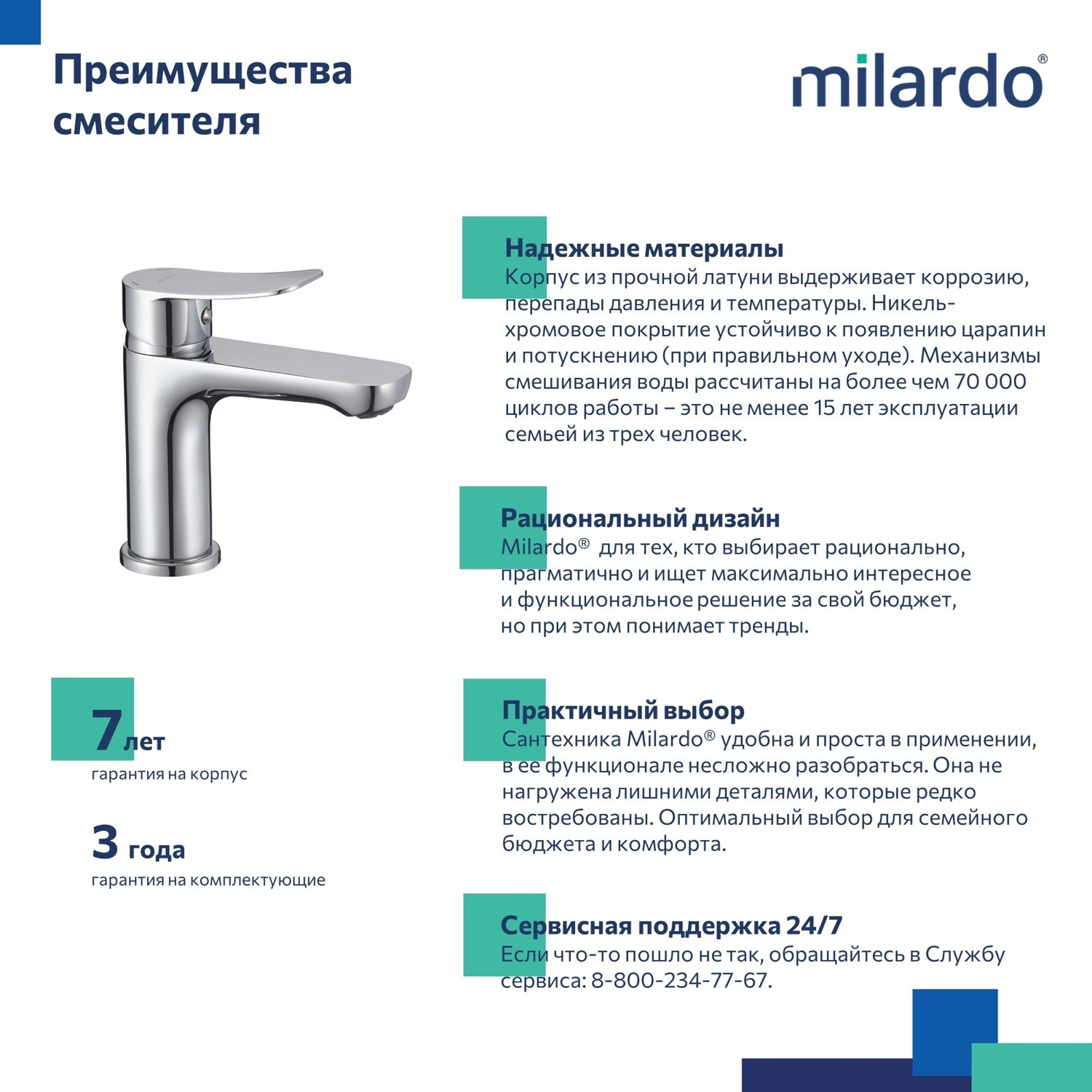 Дополнительное фото №5 Cмеситель для раковины Milardo Demi, хром