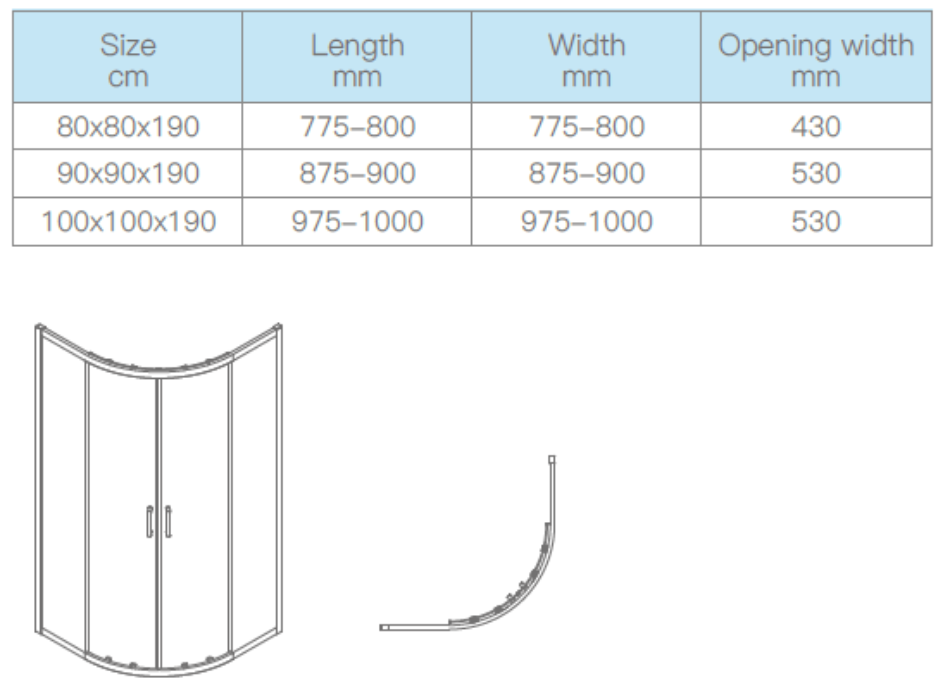 Дополнительное фото №1 Душевое ограждение CHIEZZA FSE20825 900*900*1950, прозрачное стекло 6 мм, профиль хром