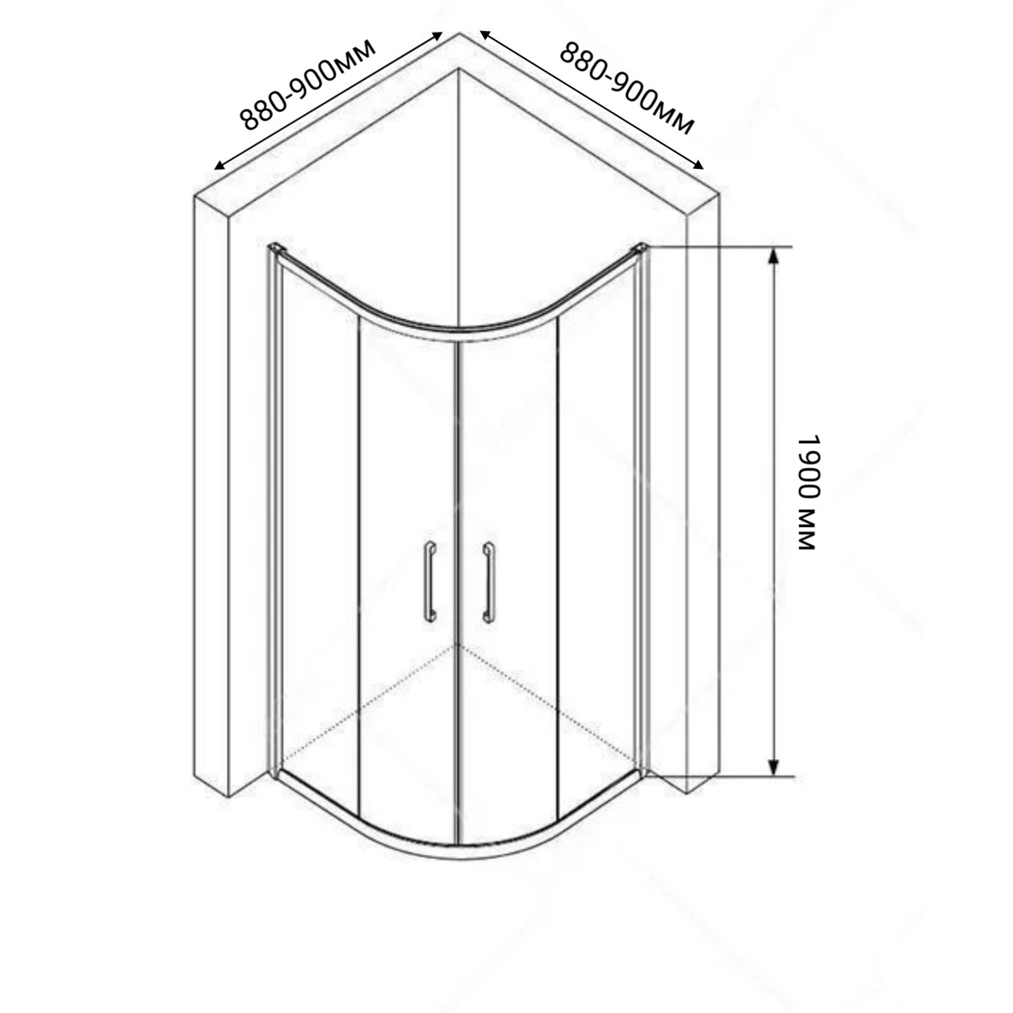 Дополнительное фото №1 Душевой уголок CHIEZZA Bonivera 900*900*1900, прозрачное стекло, профиль хром 