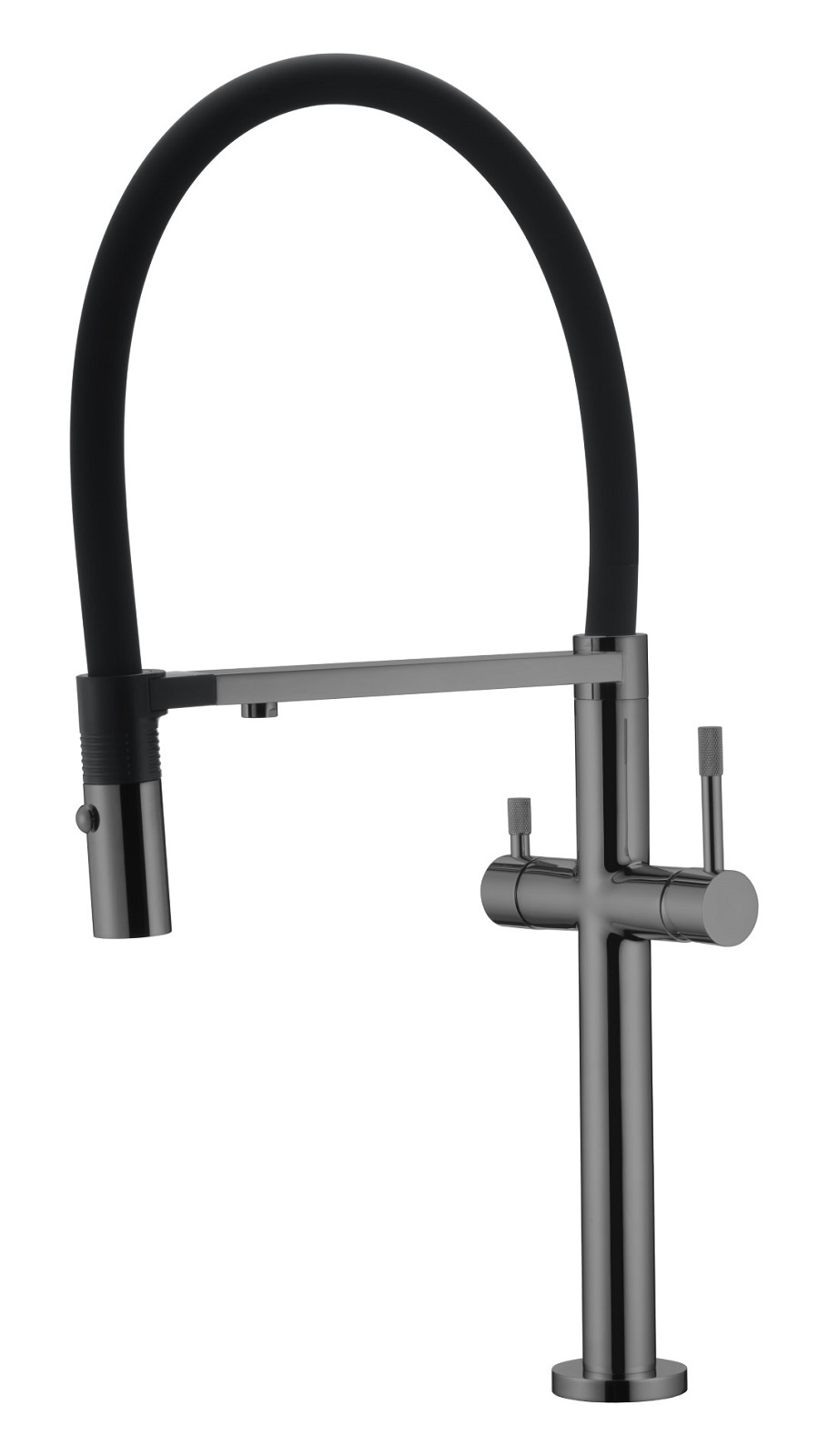 Фото Смеситель для кухни Boheme Uno Shine Gun Metal с краном для питьевой воды