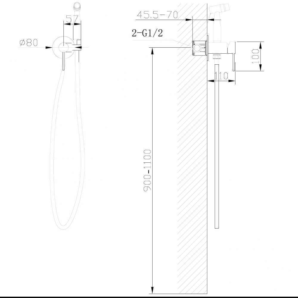 Дополнительное фото №1 Смеситель ABBER Wasser Kreis AF8125RG с гигиеническим душем, розовое золото
