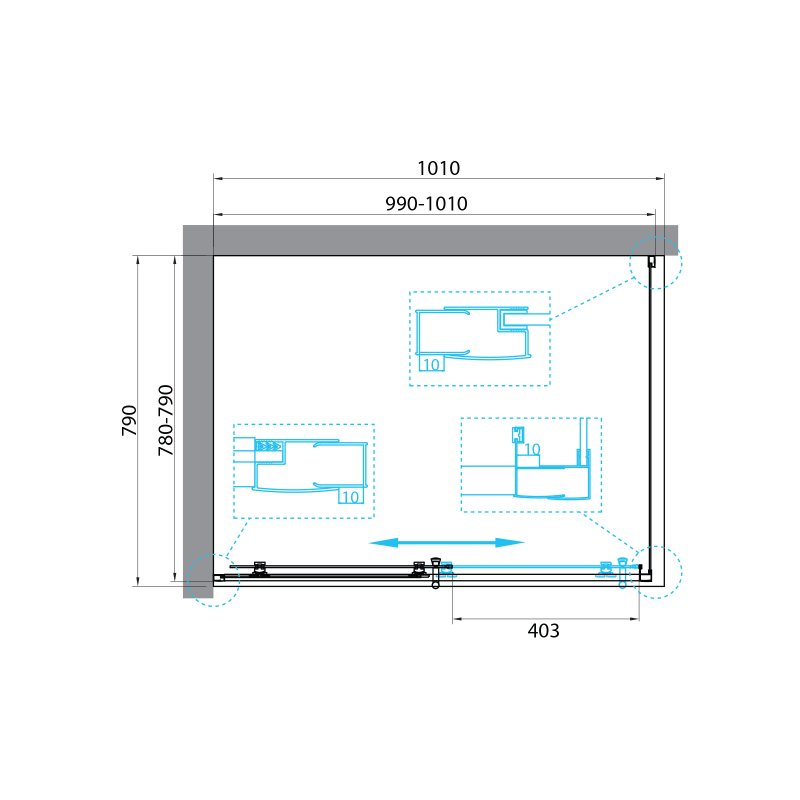 Дополнительное фото №3 Душевой угол BelBagno UNO-195-AH-1-100/80-P-Cr