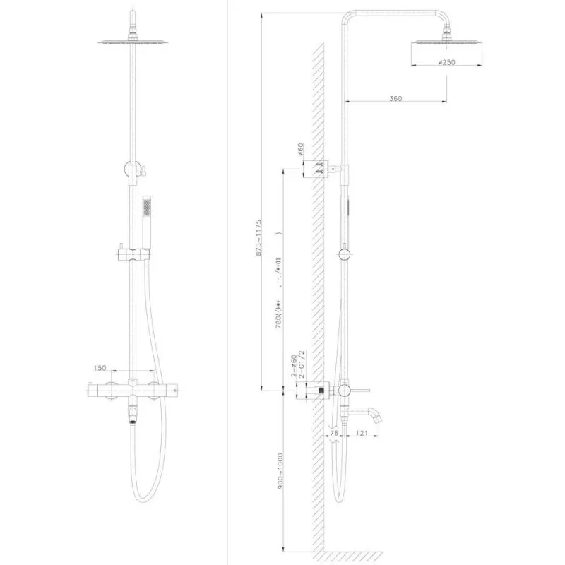 Дополнительное фото №1 Душевая система Chiezza Atalora, хром
