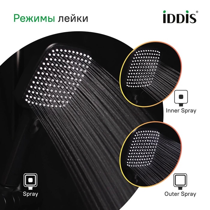 Дополнительное фото №6 Душевая лейка Iddis Esper ESP3FBSi18, черный матовый