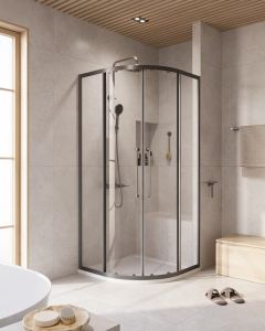 Душевой уголок Cezares RELAX-304-R-2-90-C-GM, отделка Оружейная сталь