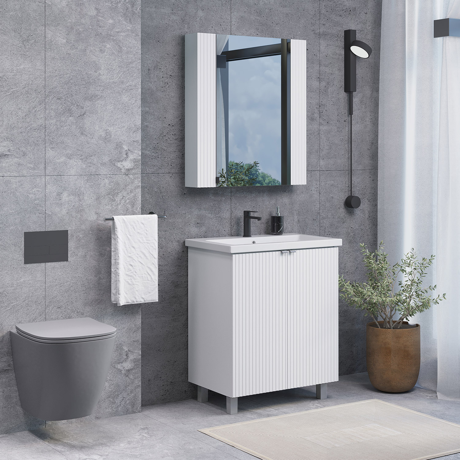 Дополнительное фото №8 Тумба Comforty Лима-70 белый матовый с раковиной Como 70