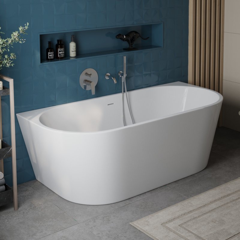 Дополнительное фото №4 Ванна акриловая пристенная Belbagno BB710-1700-800 со сливом-переливом