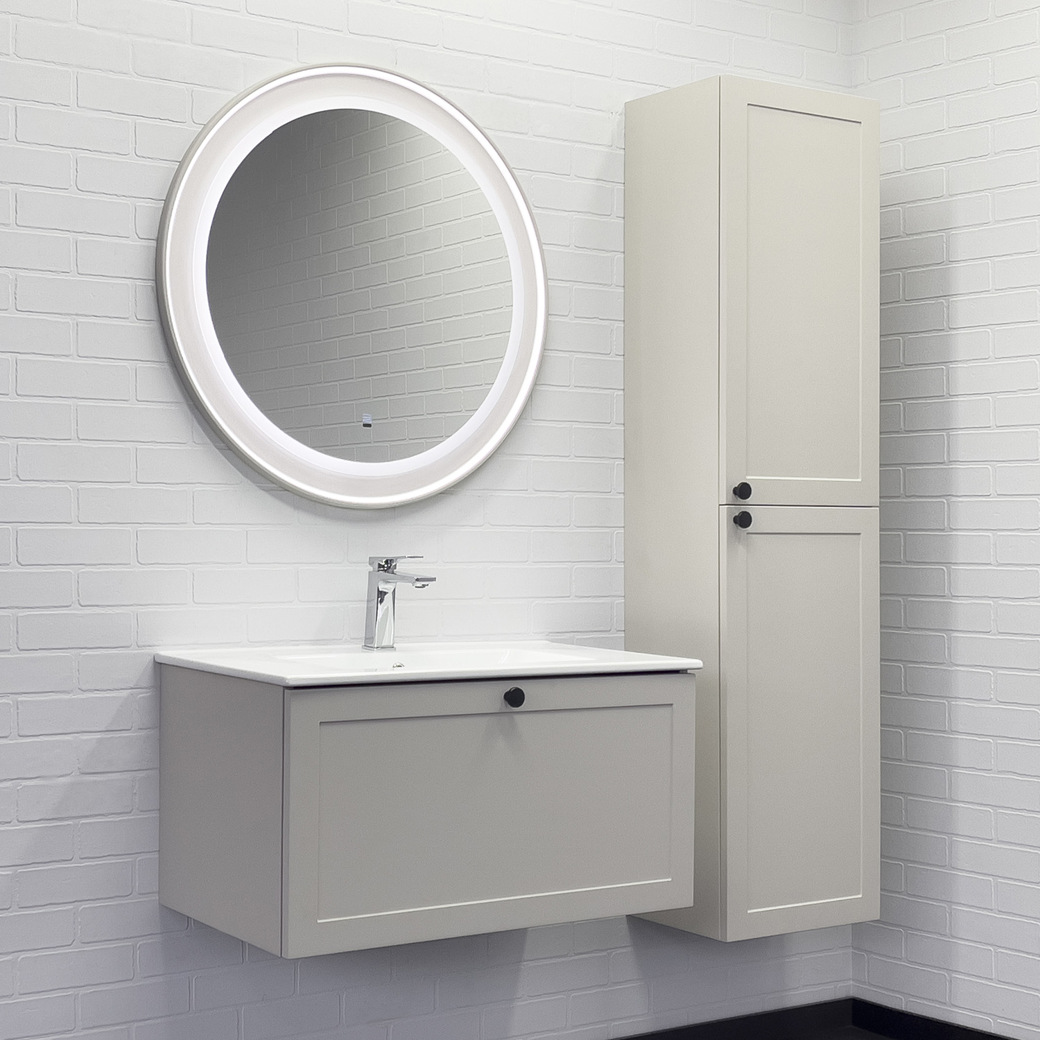 Дополнительное фото №6 Тумба Comforty Ереван 80 серый шёлк с раковиной 60E