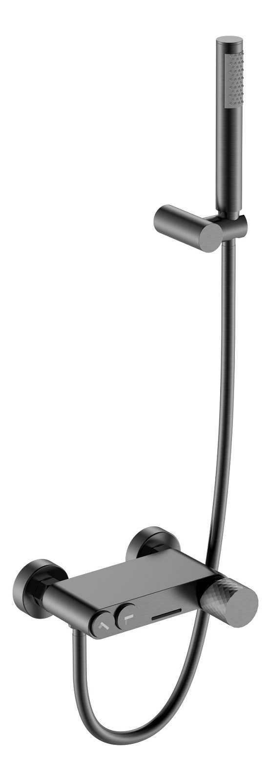 Фото Смеситель для ванны с душем Boheme Stick Gun Metall c ручкой Diamond