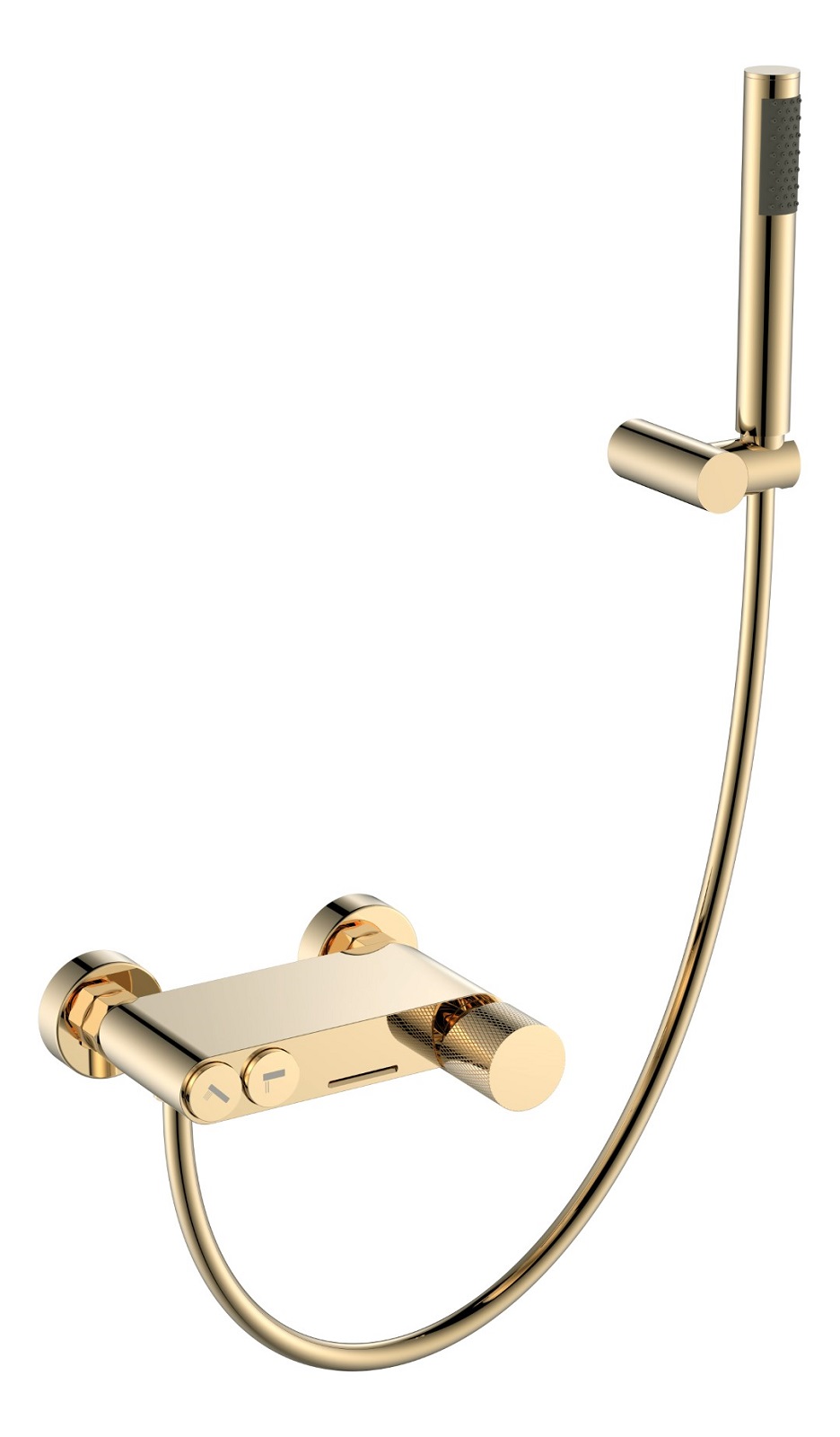 Фото Смеситель для ванны с душем Boheme Stick Matt Gold c ручкой Diamond