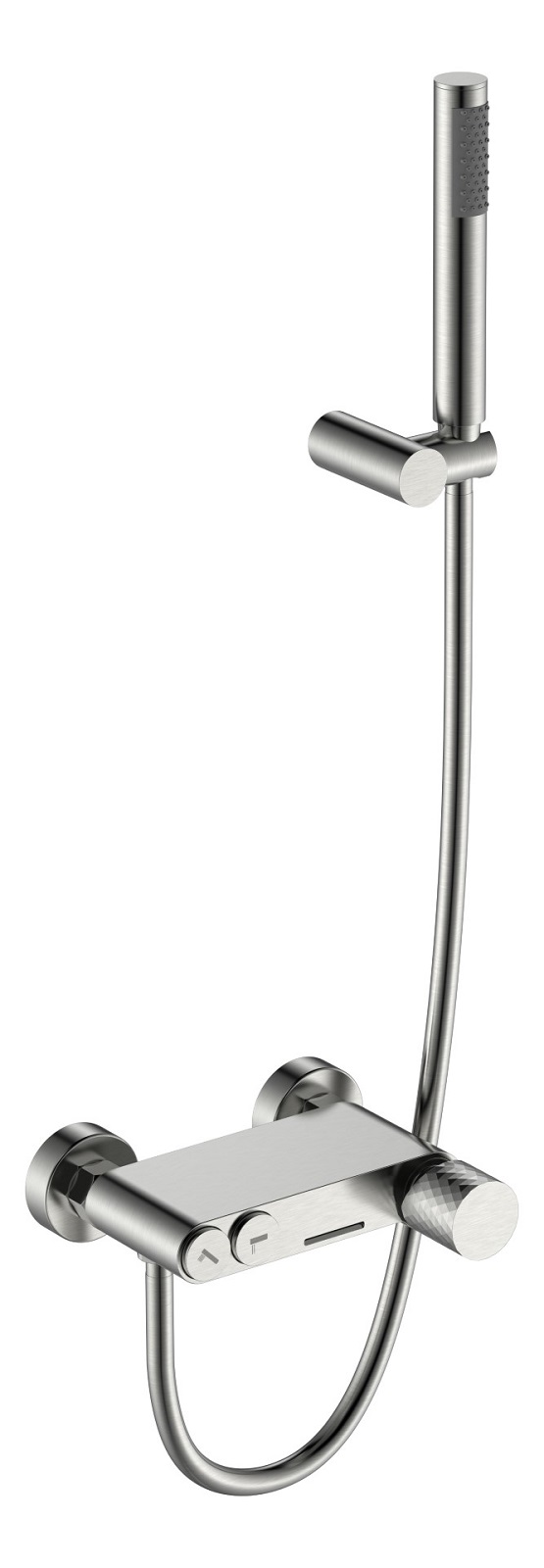 Фото Смеситель для ванны с душем Boheme Stick Nikel Brush с ручкой Diamond