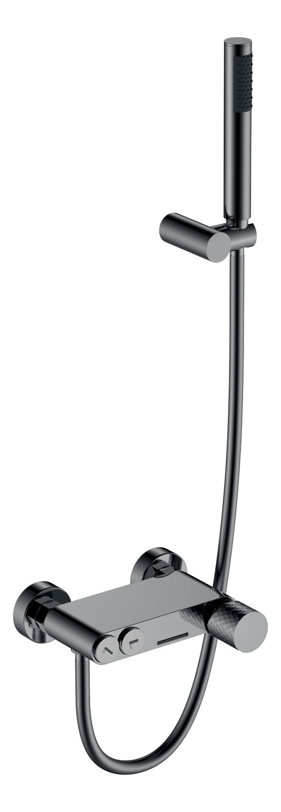 Фото Смеситель для ванны с душем Boheme Stick Shine Gun Metall c ручкой Diamond
