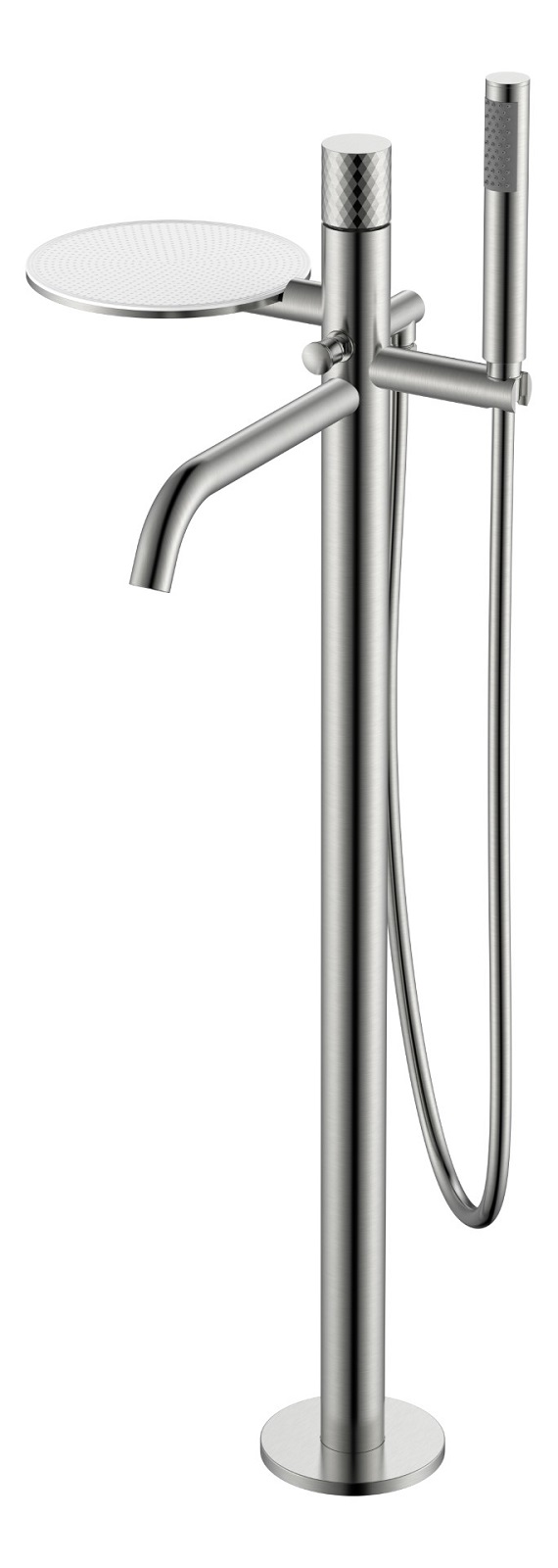 Фото Смеситель напольный Boheme Stick Nickel Brush c ручкой Diamond