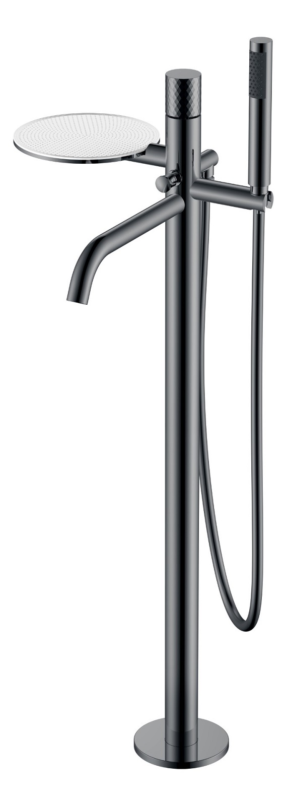Фото Смеситель напольный Boheme Stick Shine Gun Metal с ручкой Diamond