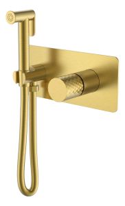 Смеситель гигиенический Boheme Stick Mat Gold c ручкой Diamond