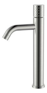 Смеситель для раковины высокий Boheme Stick Nikel Brush с ручкой Diamond
