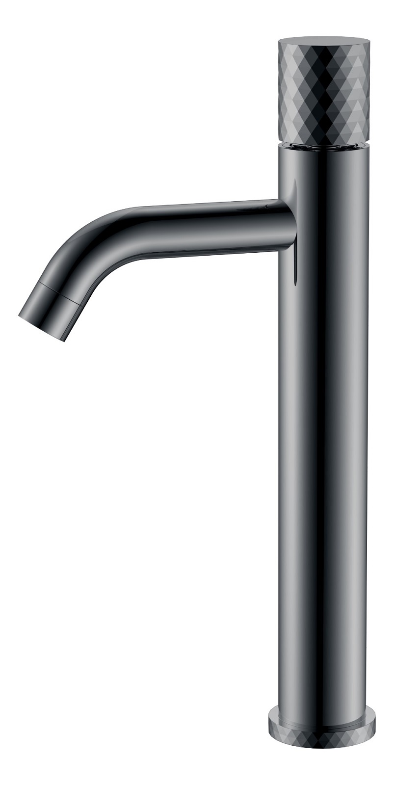 Фото Смеситель для раковины высокий Boheme Stick Shine Gun Metal с ручкой Diamond