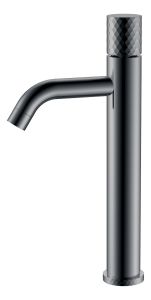 Смеситель для раковины высокий Boheme Stick Shine Gun Metal с ручкой Diamond