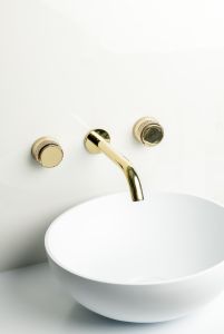 Встраиваемый смеситель для раковины Boheme Aura на 3 отв. Gold