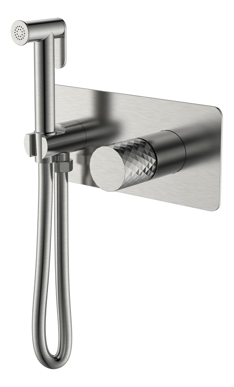 Фото Смеситель гигиенический Boheme Stick Nikel Brush c ручкой Diamond
