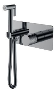 Смеситель гигиенический Boheme Stick Shine Gun Metal c ручкой Diamond