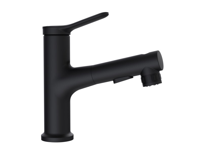 Фото Смеситель для раковины Belbagno BB-LVMD-NERO-W0 с выдвижным изливом, черный
