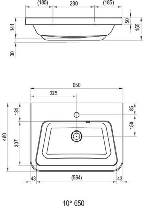 Дополнительное фото №1 Раковина Ravak 10 ° XJI01165000 65x48