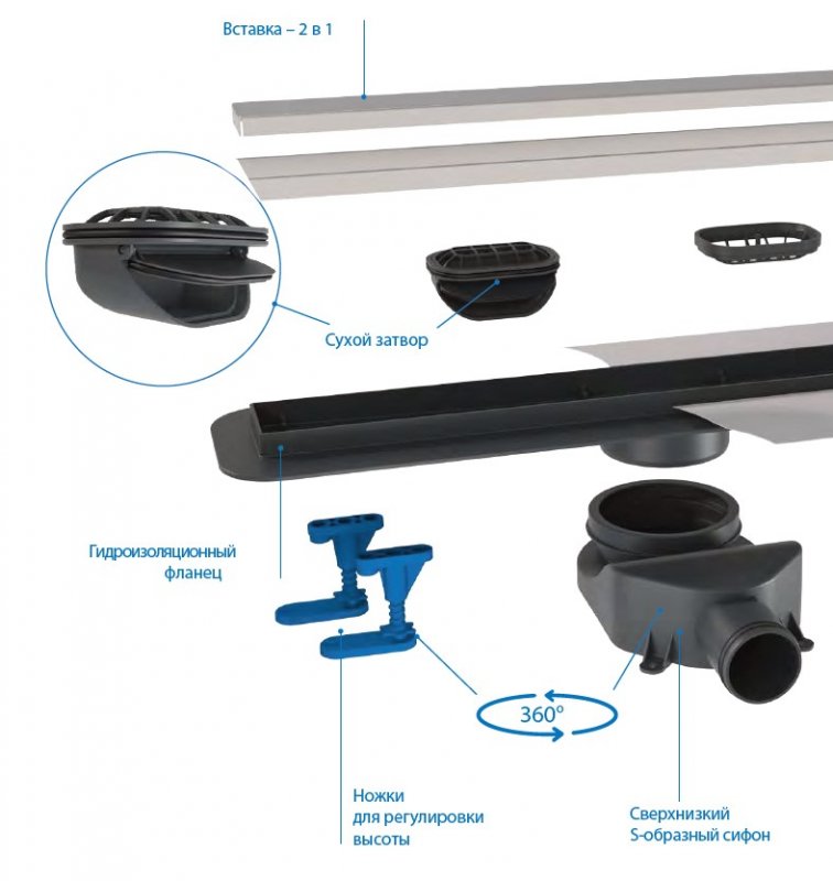 Дополнительное фото №4 Душевой лоток BELBAGNO LUCE 60 см BB-LD-LUCE-60-CR