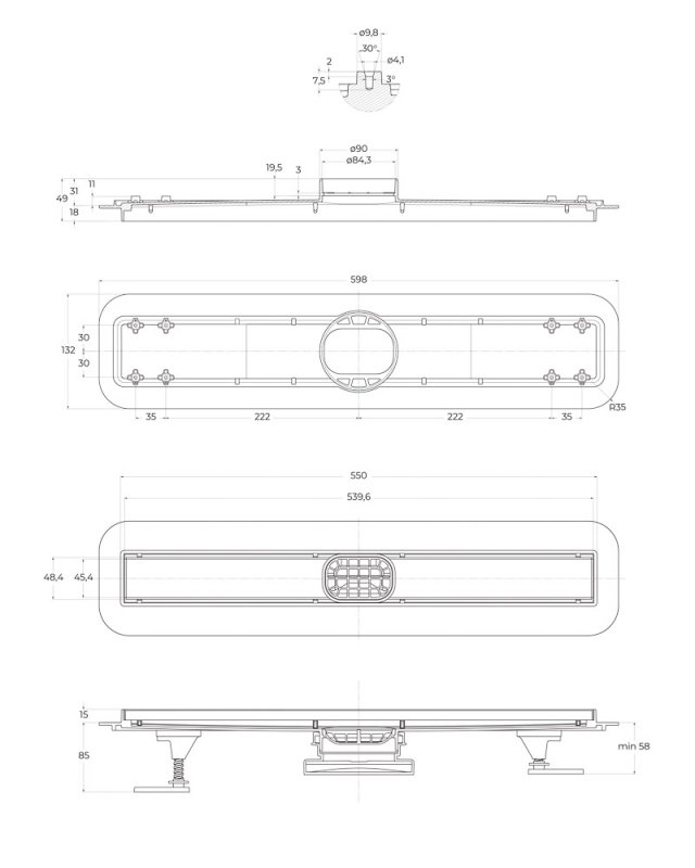 Дополнительное фото №3 Душевой лоток BELBAGNO LUCE 60 см BB-LD-LUCE-60-CR
