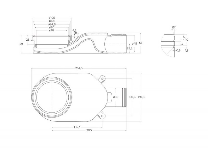 Дополнительное фото №1 Душевой лоток BELBAGNO LUCE 70 см BB-LD-LUCE-70-CR
