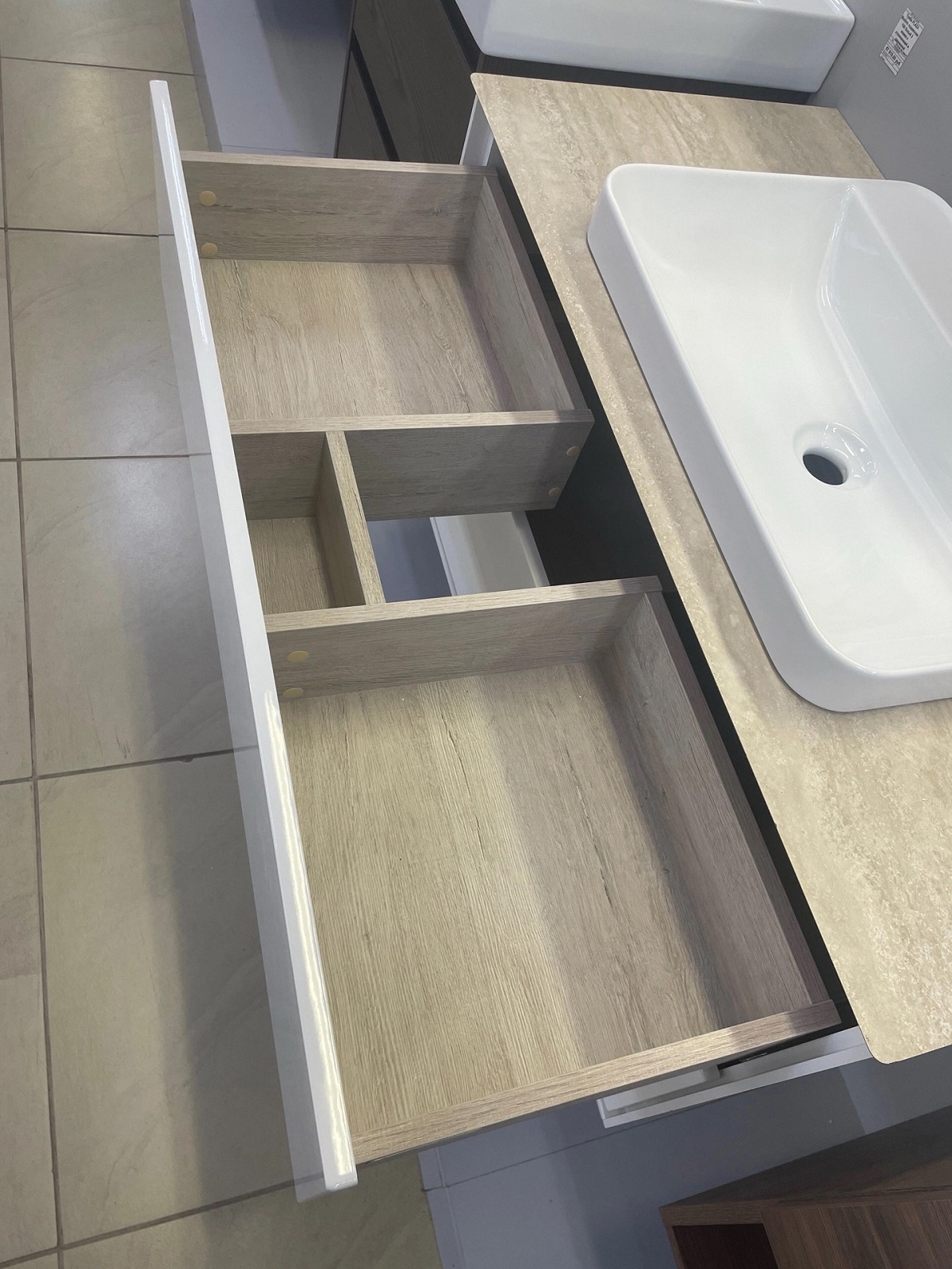 Дополнительное фото №3 Тумба PLAZA Modern подвесная 100 белый 2 ящика с столешницей и раковиной