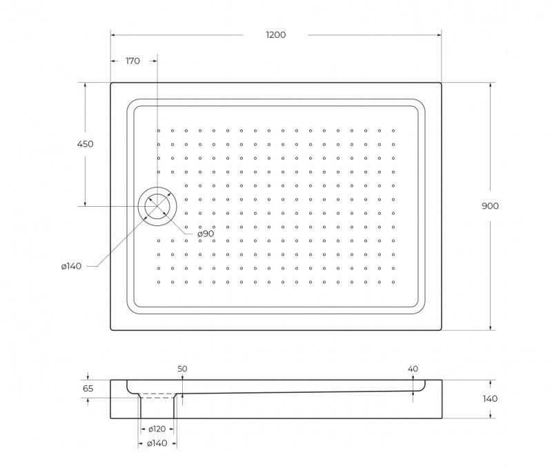 Дополнительное фото №4 Душевой поддон Belbagno TRAY-BB-AH-120/90-15-W, квадратный