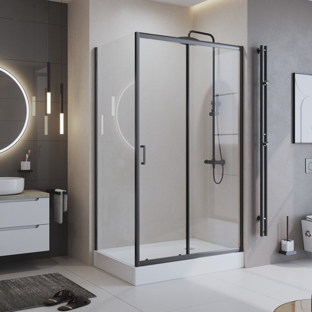 Фото Душевой уголок BelBagno UNO-195-AH-1-120/80-C-NERO