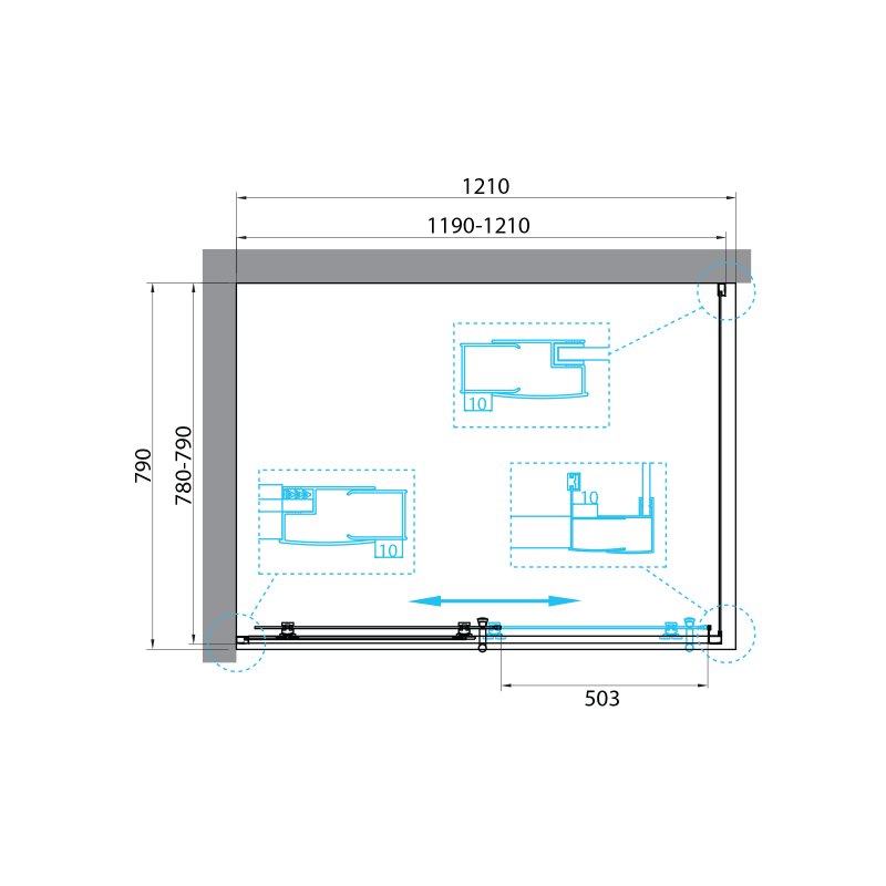 Дополнительное фото №1 Душевой уголок BelBagno UNO-195-AH-1-120/80-C-NERO
