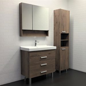 Тумба Comforty Никосия-80Н дуб темный с раковиной Fest 80 