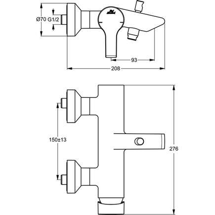Дополнительное фото №1 Смеситель для ванны Ideal Standart АКТИВ B8069AA