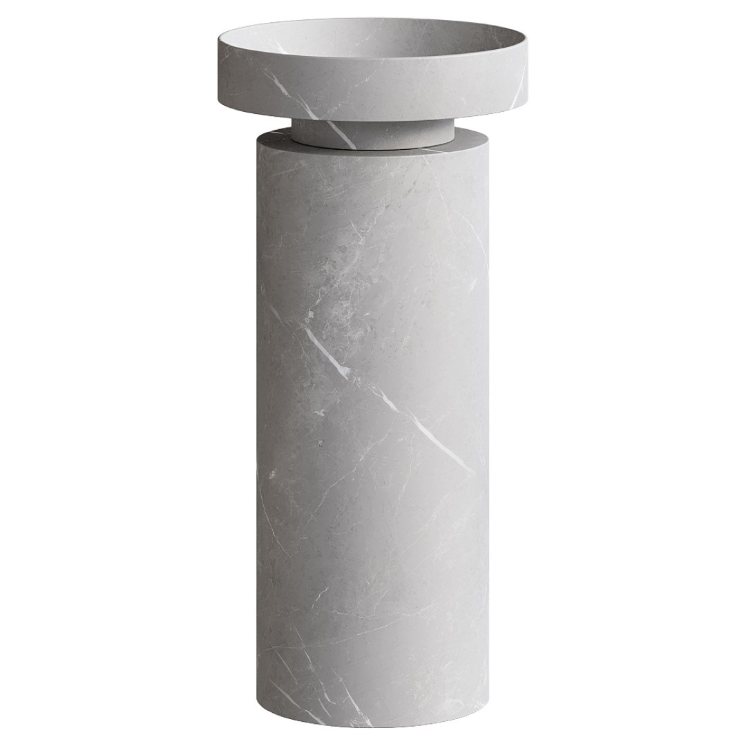 Фото Раковина накладная Boheme Corian 400*130 Amani Grigio + Пьедестал для раковины Corian 300*720 Grey