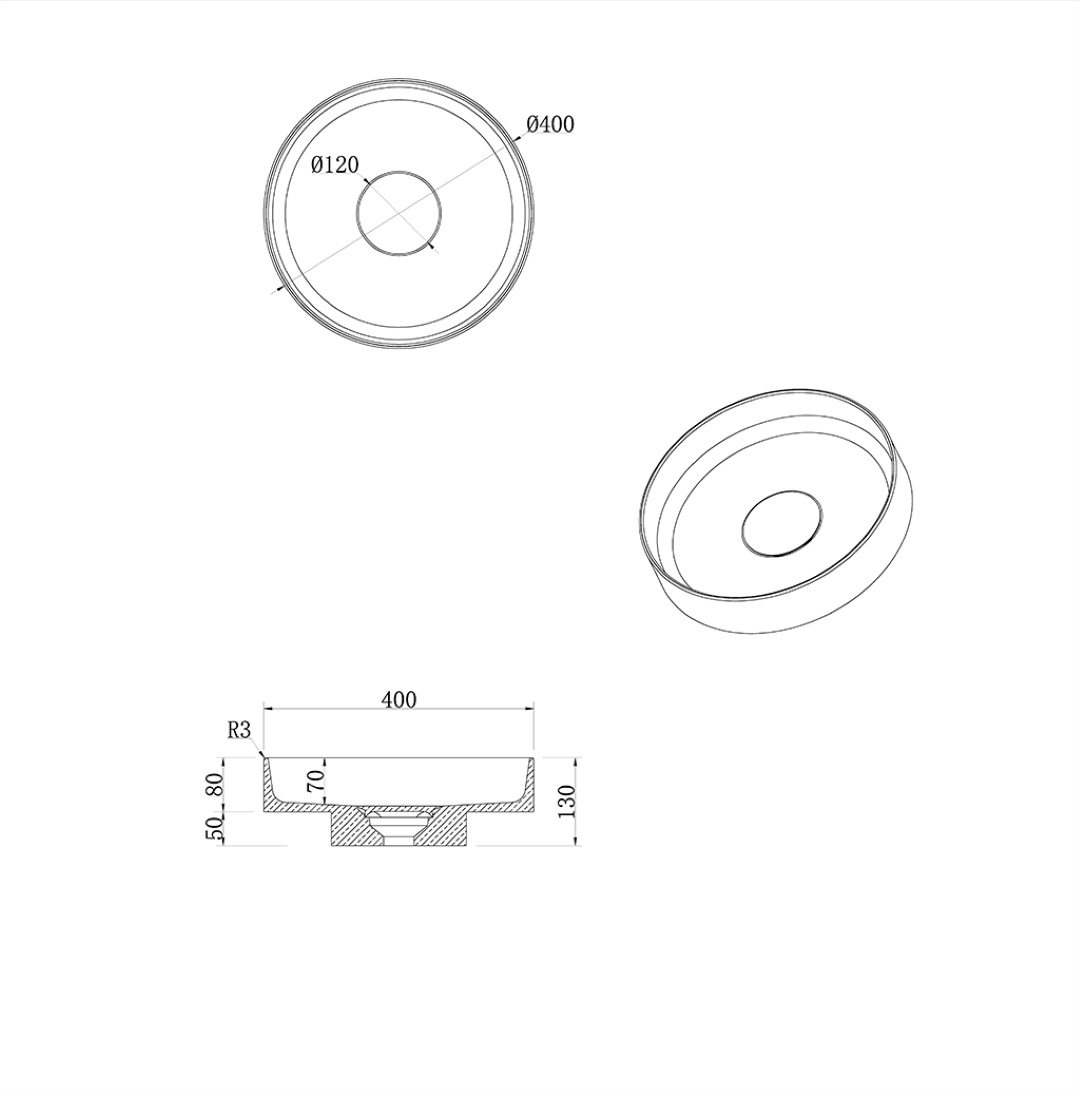 Дополнительное фото №4 Раковина накладная Boheme Corian 400*130 Calacatta