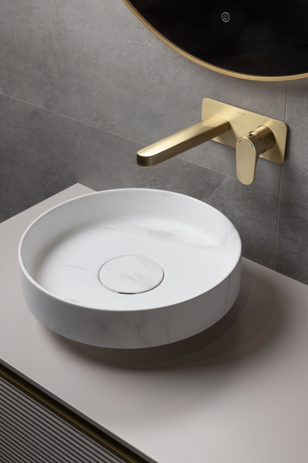 Дополнительное фото №6 Раковина накладная Boheme Corian 400*130 Calacatta