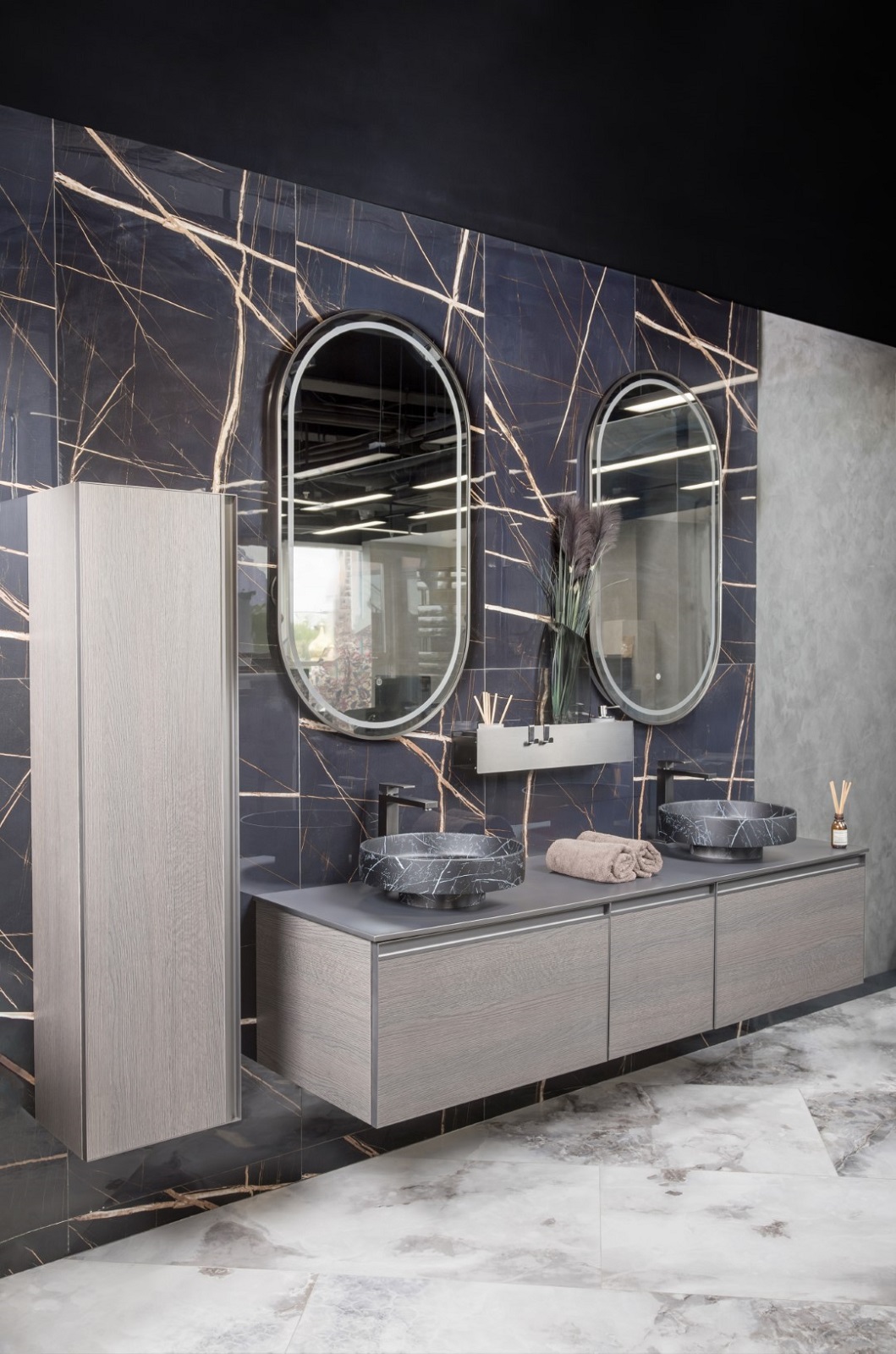 Дополнительное фото №3 Раковина накладная Boheme Corian 400*130 Nero Marquina