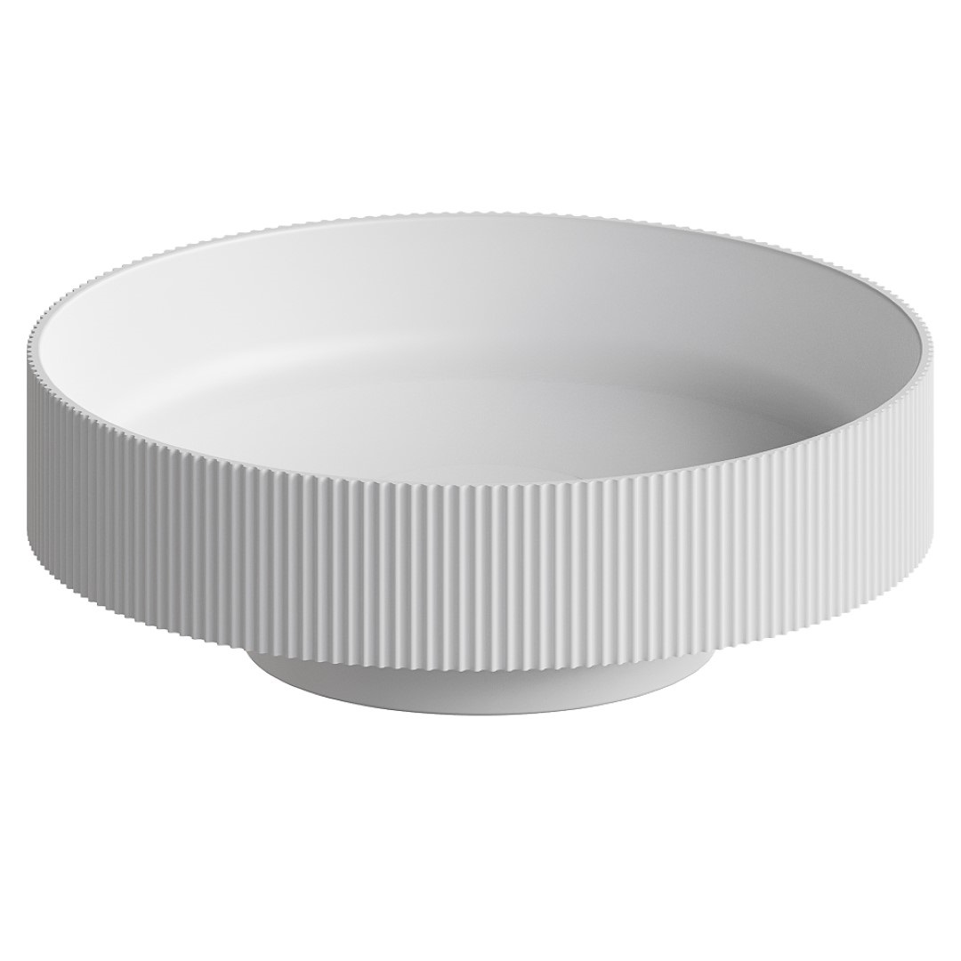 Фото Раковина накладная рифленая Boheme Corian 400*130 Matte white 