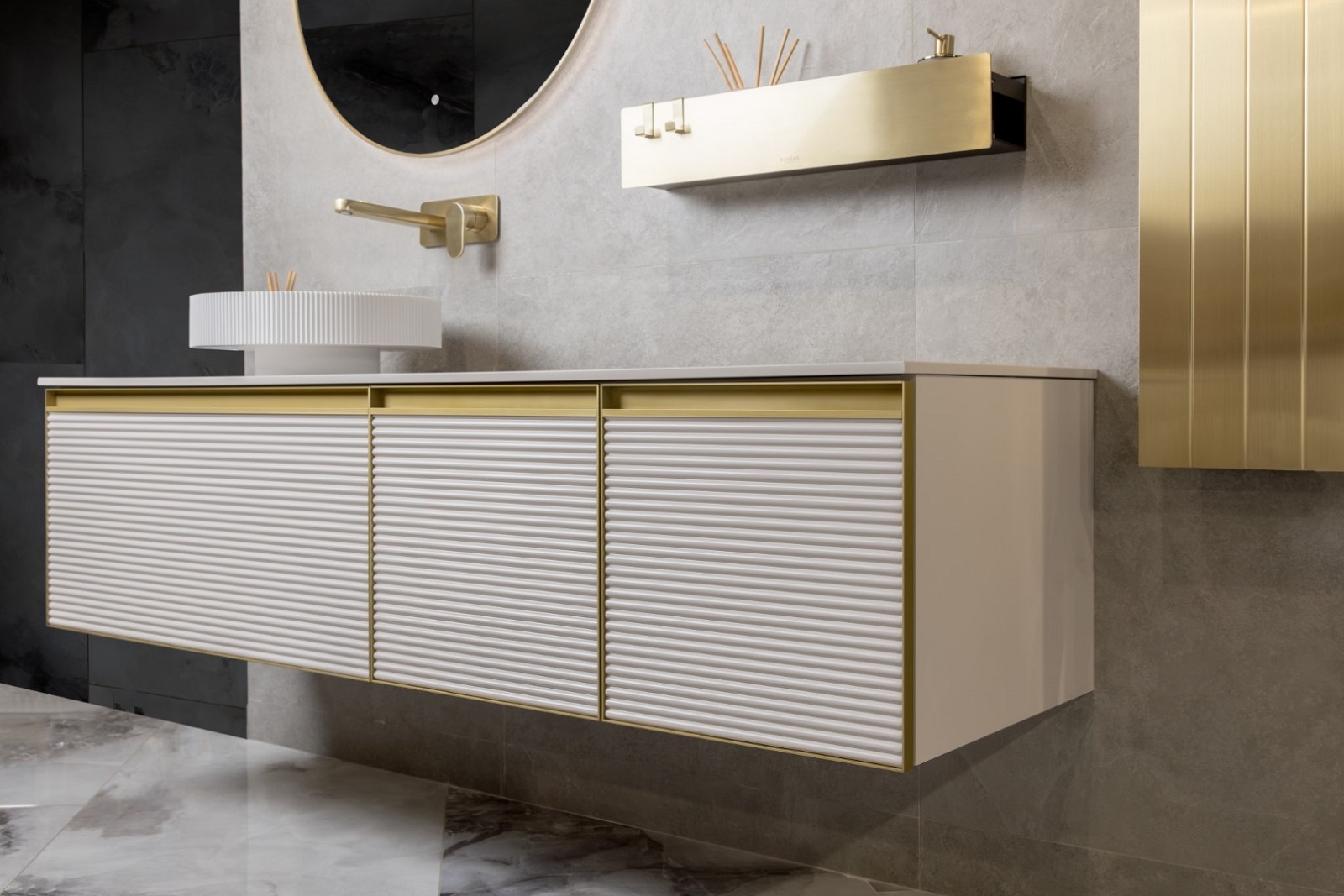 Дополнительное фото №4 Раковина накладная рифленая Boheme Corian 400*130 Matte white 