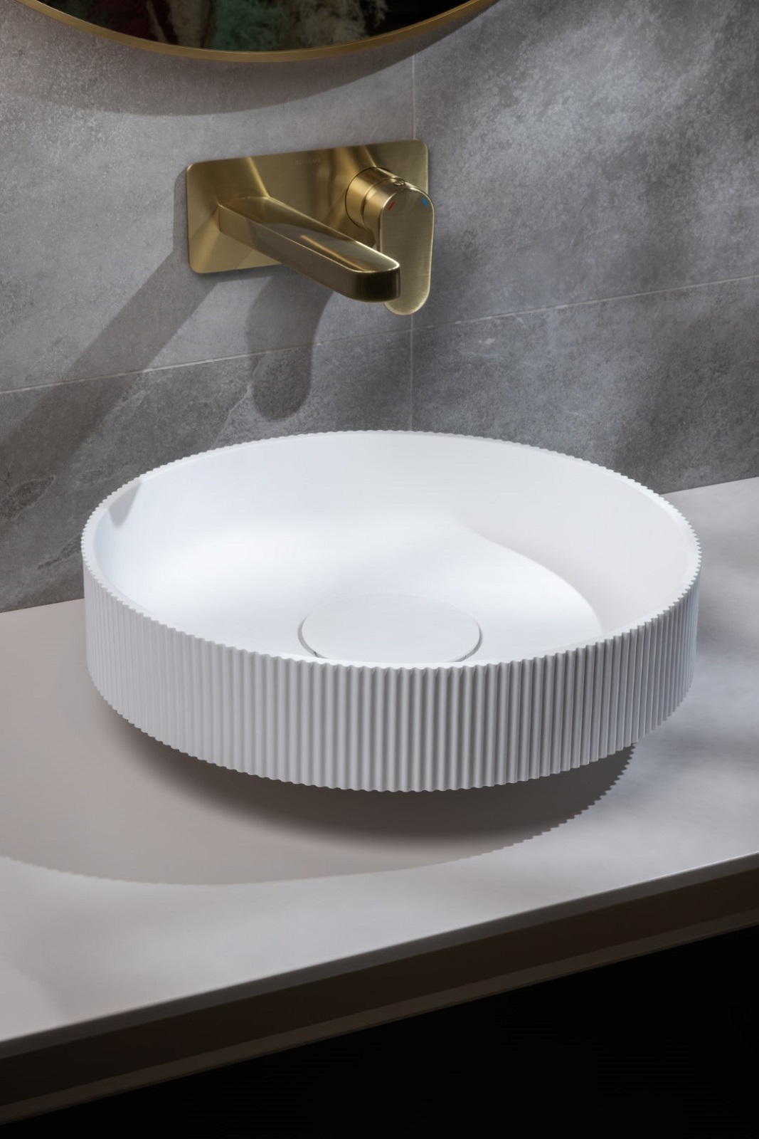 Дополнительное фото №5 Раковина накладная рифленая Boheme Corian 400*130 Matte white 