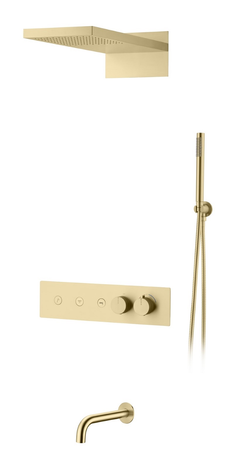 Фото Встроенная душевая система с изливом Boheme Fusion Matt Gold, термостат