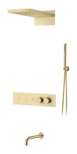 Встроенная душевая система с изливом Boheme Fusion Matt Gold, термостат