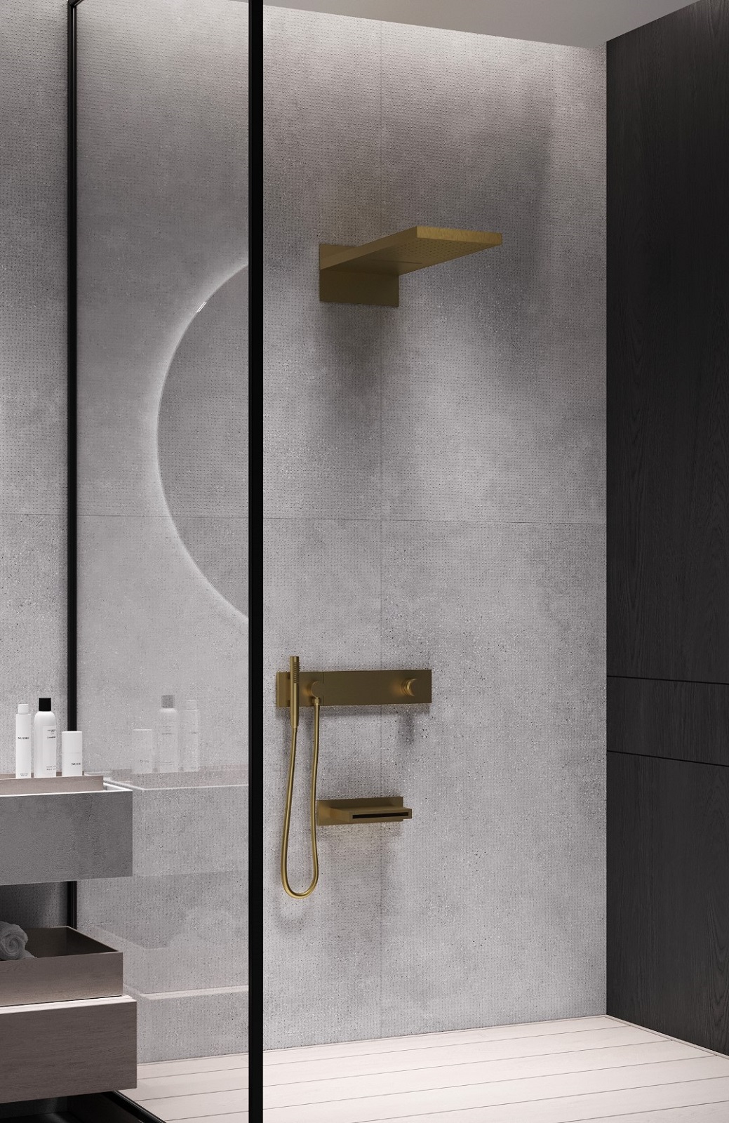 Дополнительное фото №1 Встроенная душевая система с изливом Boheme Zodiac Matt Gold